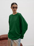 Fongt Fine Comb Cotton Solid Long-Sleeved T-Shirt Women Hot Loose Leisure Collar Top High Quality