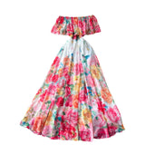Fongt Shoulder Lotus Leaf Side Waist Dress Female Design Feel In The Pendant Pendant Print Chiffon Dress