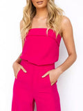 Fongt Summer Casual Fashion Solid Color Suit One Line Shoulder-Wrapped Chest D2429-Outfit