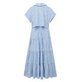 Fongt New Hollow Embroidered Shirt Long Dress 7946528
