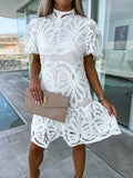 Fongt Sexy Hollow Water-Soluble Lace Lace Lace Commuting Dress