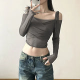 Fongt Summer New Women's Fashion Solid Color Suspenders Sexy Back Slim Crop Long-Sleeve Vest-Outfit