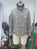 QUALITY Newest 2023 FW Designer Fashion Women's Lion Buttons Monogram Fur Collar Quilted Jacket