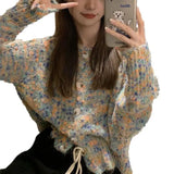 Fongt Rainbow Sweater Cardigan Coat Female 2024 Autumn / Winter New Korean Retro Lazy Ins Small Incense Sweater-Outfit