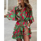 Fongt Explosion Autumn Bat Sleeve V Under The Collar Irregular Dress Women's Dress