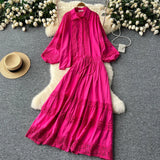 Fongt Suit Female Senior Sleeve Lace Splicing Lantern Long-Sleeved Shirt + High Waist Slim Swing Skirt
