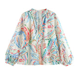 Fongt Spring Comfortable Wearing Multi-Colored Vibrant Flower-Printing Prefectural Silk Shirts