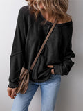 Fongt Spring And Autumn Fashion Leisure Round Collar Long Sleeves Stitching Loose-Fitting Lady's Tat