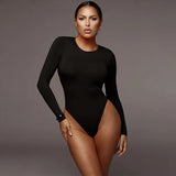 Fongt Autumn Winter New Women's Botop Bottom Round Collar Long Sleeve Jumpsuit