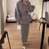 Fongt Women's Fashion Fashion Solid Color Button Bubble Sleeve Skirt Dress Set In Autumn 2025