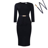 Fongt New Women's 2025 New Solid-Color Bag OL Pencil Dress African Dress