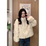 Fongt And Winter Plush Coat Women's Collar Plush Gentle Wind Loose Warm Set Of Short Top