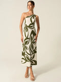 Fongt New Women's Fashion Elegant Round-Neck Knitted Dress Striped Dress Long Dress