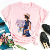 Women Sunflower Girl Printed T
