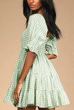 Gingham Babydoll Dress 703-1-Outfit