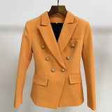 STREET Newest 2022 Baroque Designer Blazer Women's Slim Fitting Lion Buttons Double Breasted Blazer Jacket