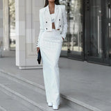 Fongt Women's Wear 2023 New Fashion Striped Skirt Suit High-End Sense Short Blazer Two Sets-Outfit
