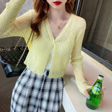 Knitted Cardigan Women's Summer Thin Short Blouse Air-Conditioned Shirt Shawl With Ice Wire Long-Sleeved Sunscreen Jacket-Outfit