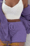 Fluffy Three Piece Set Lounge Sexy 3 Piece Set Women Sweater knit Set Tank Top And Pants Casual Homewear Outfits Home