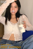 Shirts Women Elegant Aesthetic Chic Cozy Summer Sun-proof Crop Tops French Style Hollow Out Vacation Fashion Ins
