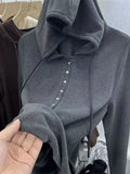 Fongt Age Reduction Double-Sided Hoodie Long Sleeve T-Shirt Buttons, Thick And Warm Hoodie-Outfit