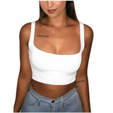 Fongt Hot Style Casual High Elastic Pure Color Sexy Nightclub Small Vest Quality Version-Outfit