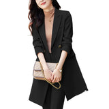 Long Suit Coat Female Spring And Autumn Dress Senior Sense Of Leisure Temperament Goddess Fan Professional Suit Khaki Windbreaker-Outfit