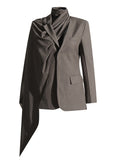 Fongt The Autumn Of 2025, The New Fashion Shawl-Style Slaying Splicing Body Slimming Blazer Woman's Trend