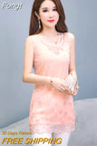 Beaded Sequins Sleeveless Vest Chiffon Blouse Lace Shirt Ladies Medium-long Tank Tops Sequin Summer Woman Elegant