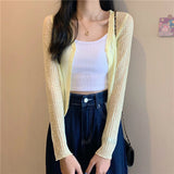 Fongt Knitted Cardigan Women's Summer Thin Air Conditioning Shirt Korean Version Of The Design Sense Of The Small Short Coat Top