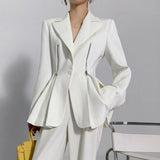 Korean Blazer For Women Notched Collar Long Sleeve Patchwork Zipper Solid Blazers Female Spring Clothing Style