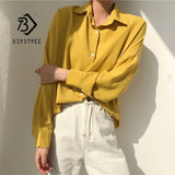 New Arrival Women Oversized Chiffon Blouse Batwing Sleeve Button Up White Shirt Casual Office Lady Elegance Tops
