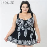 One Piece Swimsuit Women Plus Size Swimwear Bowknot 10XL Retro Vintage Bathing Suits Beachwear Print Swim Wear