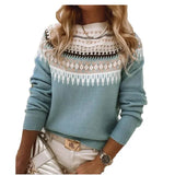 Fongt Hot New Sweater Women's Round Collar Color Loose Fashion Knitted Shirt Long Sleeve