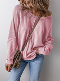 Fongt Spring And Autumn Fashion Leisure Round Collar Long Sleeves Stitching Loose-Fitting Lady's Tat