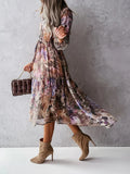 Print V Neck Long Shirt