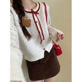 Fongt Complete Set Of Autumn Wear 2025 Cute Age Reduction Knitted Skirt Short Skirt Two-Piece Skirt Woman