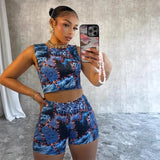 Fongt Women's Autumn And Winter Leopard Print Sleeveless Vest Shorts Open-Umbilly Shorts