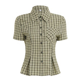 Fongt Design Style Buckle Shirt 2025 Summer Babes Ancient Early Slimming Leisure New Top