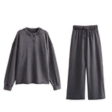 New Flannelette Sweater 8417801 Elastic Waist Trousers 8417802-Outfit