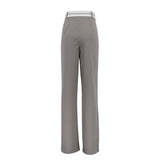 Fongt 2023 New Solid Color Fashion Show Thin Casual Pants Niche Design Sense Drag Floor Suit Pants-Outfit