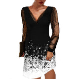 Sleeve Sexy Snow Printing Lace