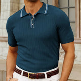 Fongt Men's Summer Short Sleeve Men's Knits Ice Shuang Silk Weaving Business Polo