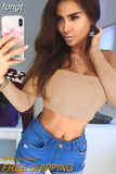 Sleeve Top Corset Top Women Off Shoulder T-Shirt New Year White Crop Top Fall Winter Sexy Solid Tees Streetwear Y2K