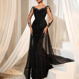 Fongt Ladies' Prom Dress Long Dress Temperament Stylish Elegant Long Lace Party Evening