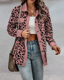2023 Spring Autumn Women Jackets and Coats Full Sleeve Leopard Print Pockets Single Button Corduroy Winter Female