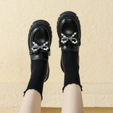 Fongt Loafers Women Spring And Autumn Skirt A Foot Pedal British Style Small Leather Shoes Bow Casual Single