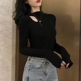 Fongt Half High Collar Bottom Shirt Female Autumn Winter Foreign Style Inside The Slim Careful Machine Jacket Dew Collarbone Long Sleeve