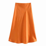 Fongt 2025 New Tight Waist Simple Set Solid Color Lirt Solid Color Half Body Skirt