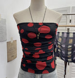 Fongt Shooting Holiday Storm Spot Bump Color Mesh Strapped Braped Vest Female Summer Dew Back Hottie Top 8085